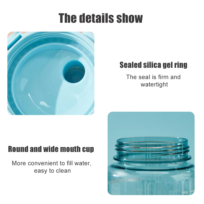 Спортивная бутылка для воды большой емкости 2 л с соломинкой портативные бутылки