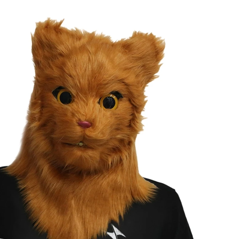 Плюшевая маска на голову с животными подвижным ртом и котом костюм для Хэллоуина