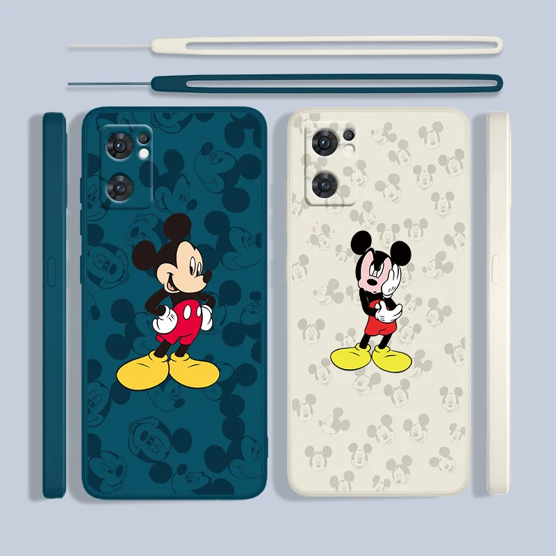 

Disney Mickey Phone Case For OPPO Find X5 X3 X2 Lite Pro Neo A96 A94 A93 A77 A76 A74 A73 Liquid Rope Cover