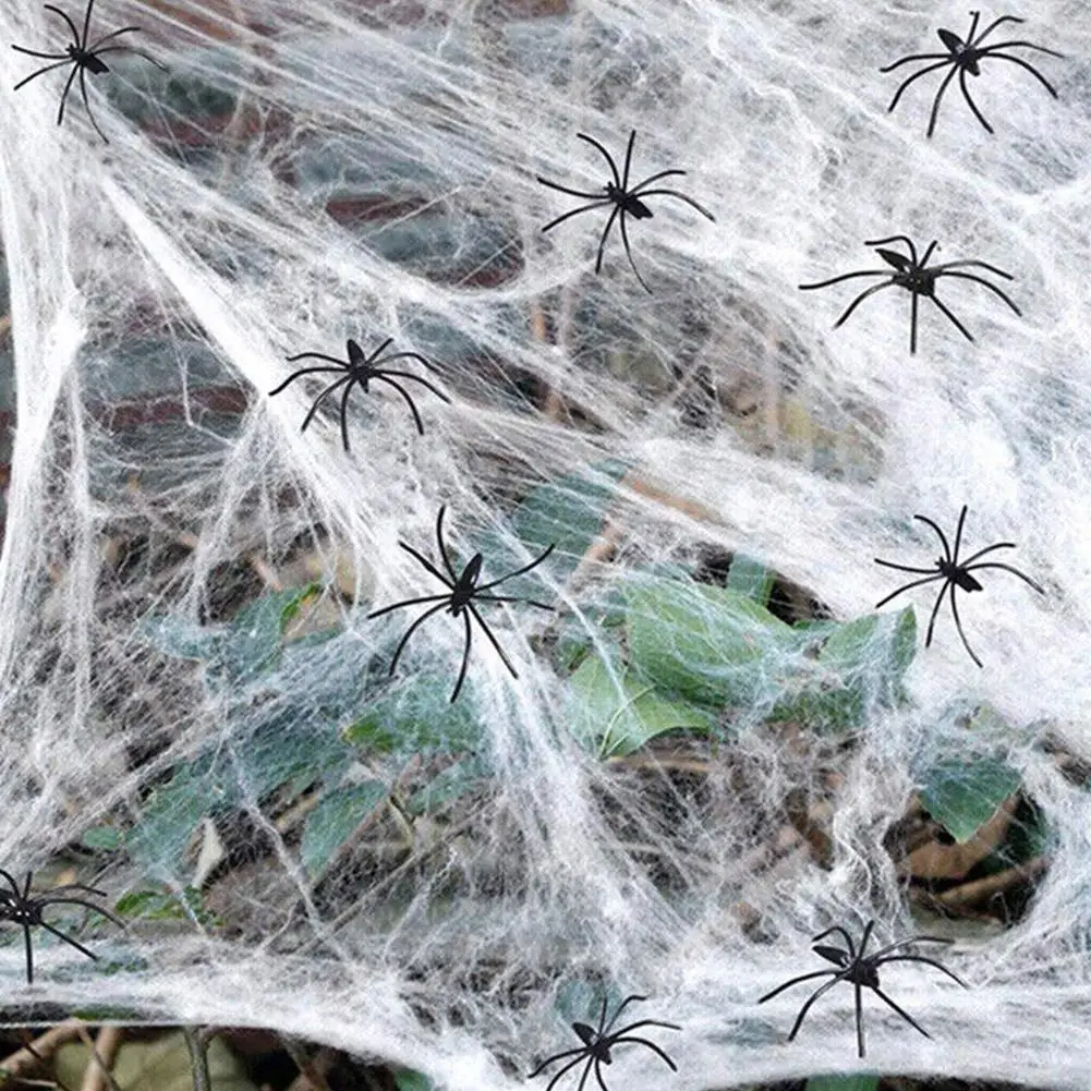 

Glow In The Dark Spider Web Halloween Fake White Spider Webs Halloween Decoration For Home/Outdoor Decor