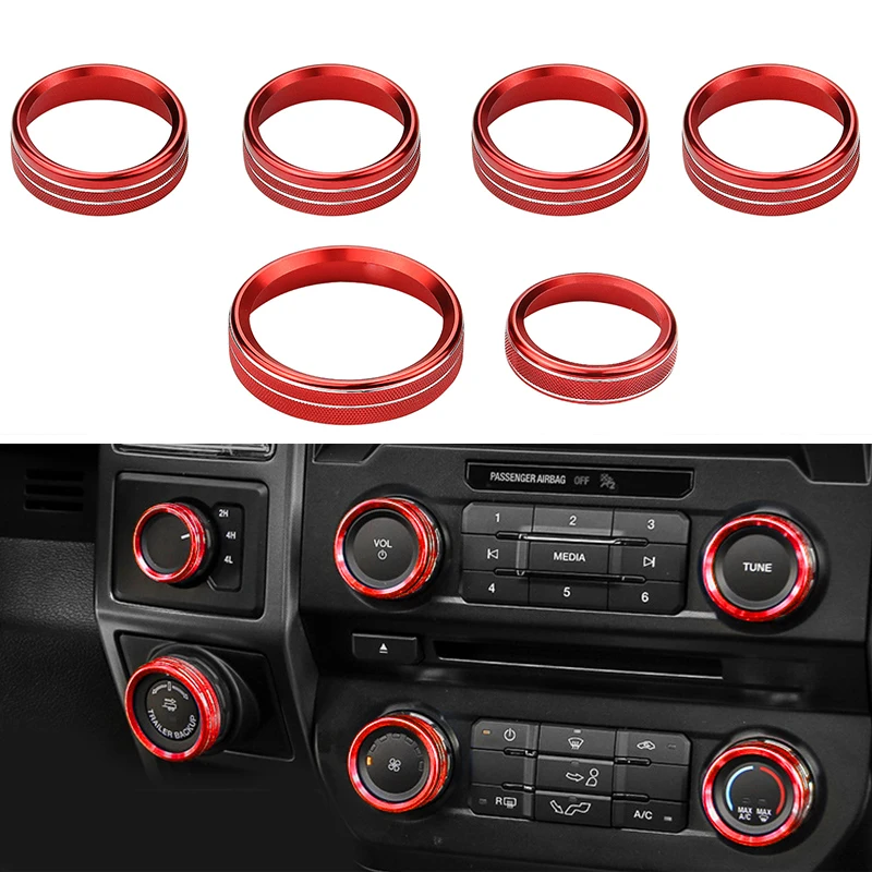 

Colorful Aluminum Alloy Car Air Conditioner Switch CD Button Knob Cover Auto Decoration Style For Ford F150 XLT 2016 2017 2018