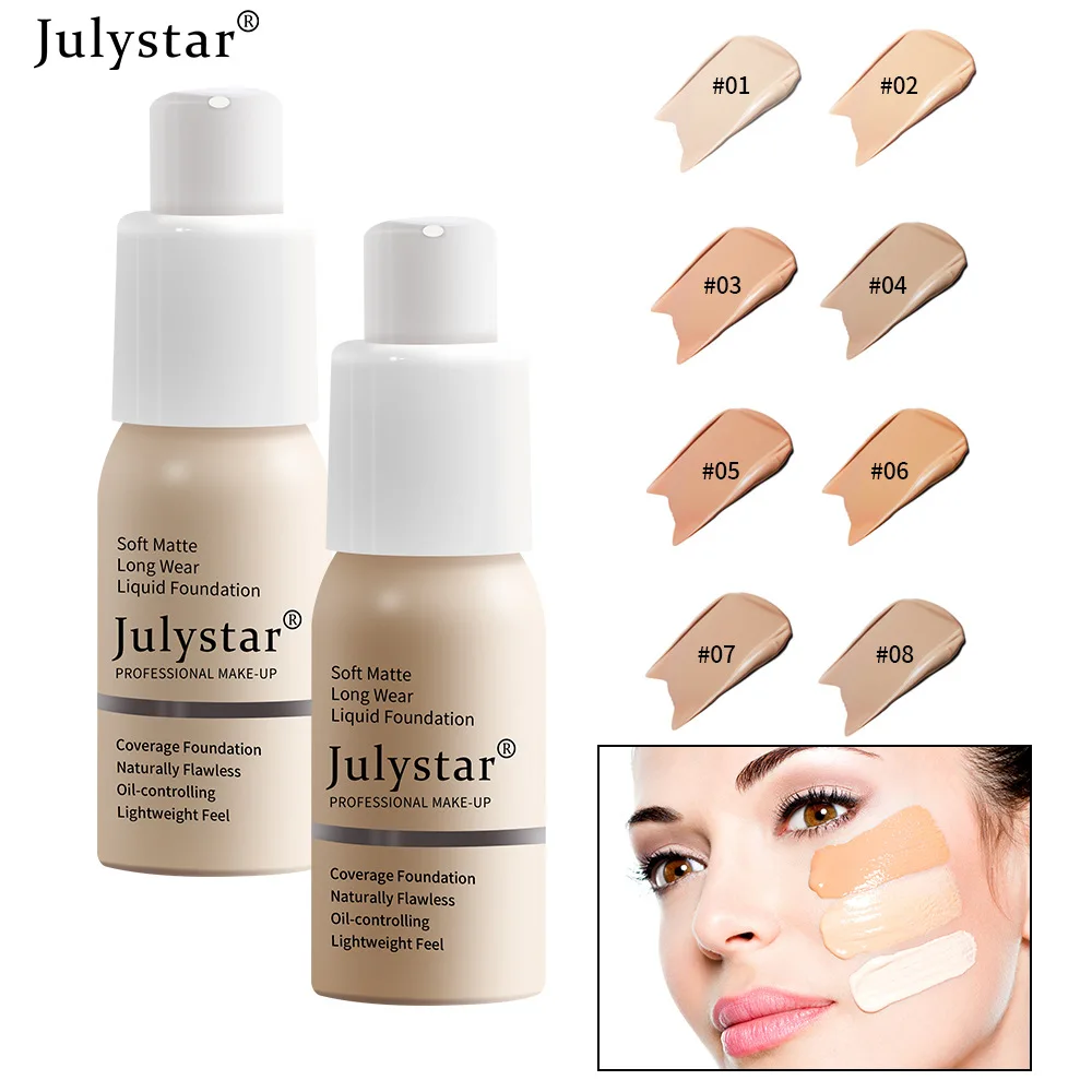 

Julystar 30ml Face Liquid Foundation Cream make up Full Coverage Concealer Waterproof Makeup Base Brighten Cover Dark Circles