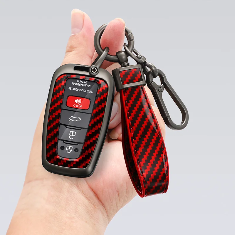 Автомобильный чехол для ключа из углеродного волокна с гальванизированным сплавом для Toyota Prado зеркальная оболочка для ключа для Land Cruiser Camry RAV4 2/3/4 кнопки
