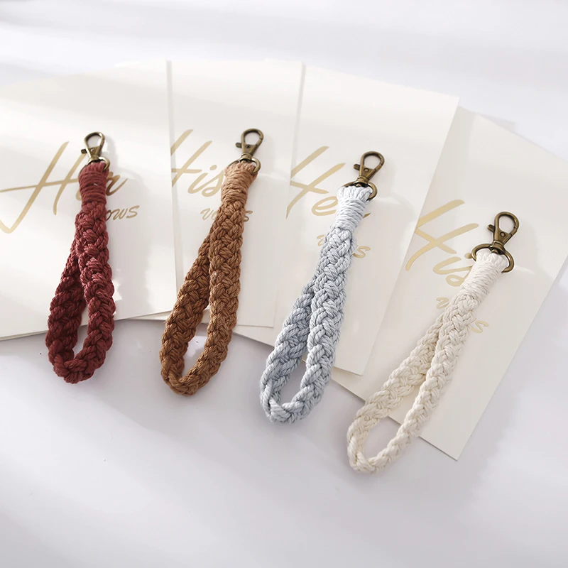 

Hand-woven Wrist Strap Keychain Pastoral Cotton Rope Bracelet Bracelet Key Ring