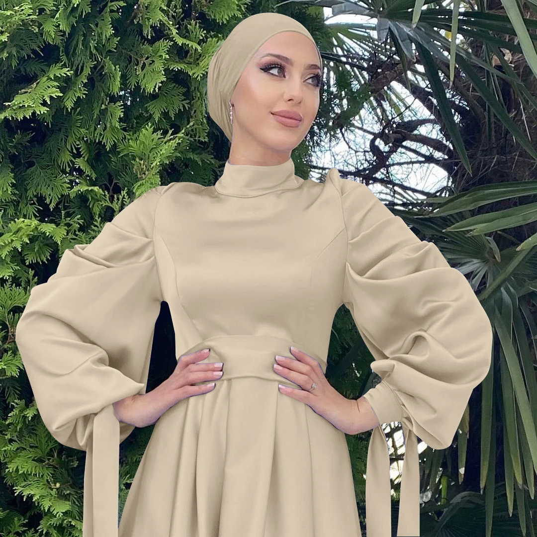 New Muslim Solid Color Long Summer Dress Abaya For Ramadan Islamic Cloth Hot Selling Large Size in Arab