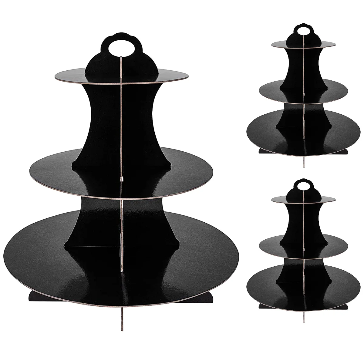 

3Pcs Cupcake Stand 3-Tier Cardboard Cupcake Holder Reusable Round Dessert Tower Biodegradable Cake Dessert Stand for Birthday We