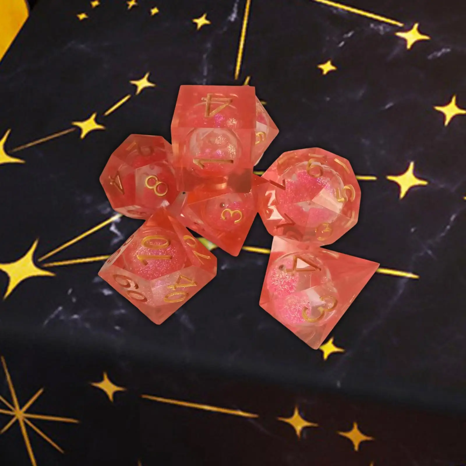 

7 штук, Многосторонняя зернистость D20 D12 D10 D8 D6 D4, зернистость из смолы для KTV-бара, Детская ролевая игра, настольная игра