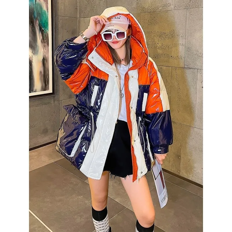 Жареный уличный цвет яркий пух хлопковая куртка женская короткая сеть красный 2024