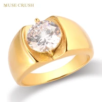 muse crush trendy cz ring gold plated stainless steel bling crystal rings for women wedding engagement jewelry gifts wholesale