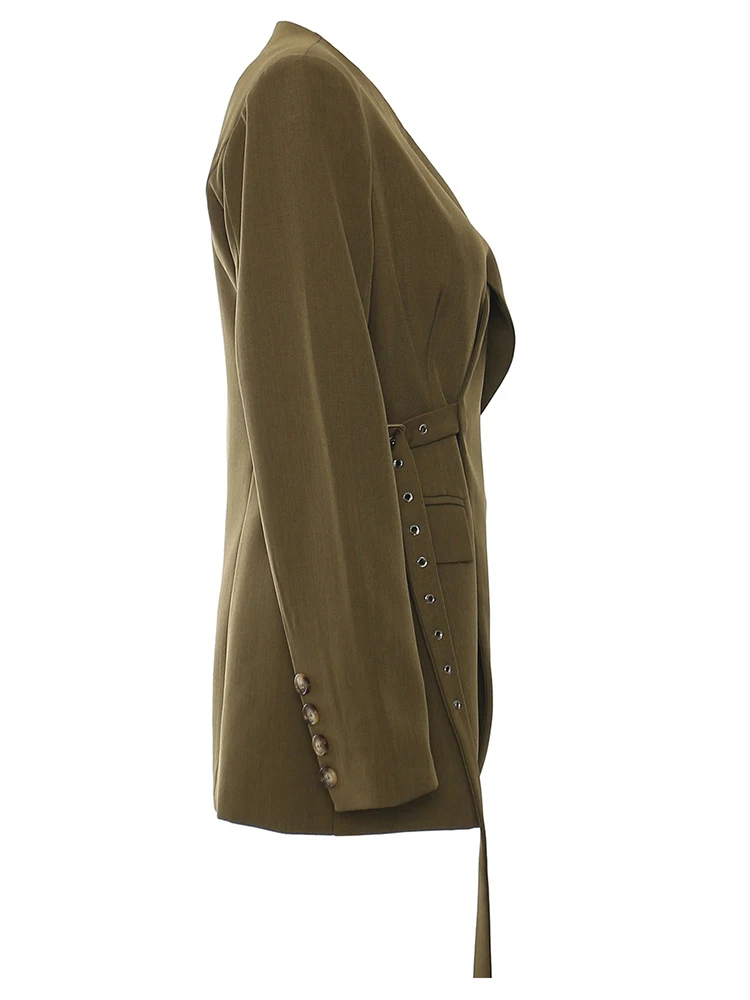 Женский блейзер EAM с V-образным вырезом и длинными рукавами