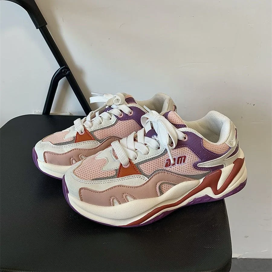 

Chunky Sneakers Women 2023 Brand Designer Women's Casual Shoes Thick Sole Daddy Sneakers Girls Pink Sports Shoes Gym Sneakers