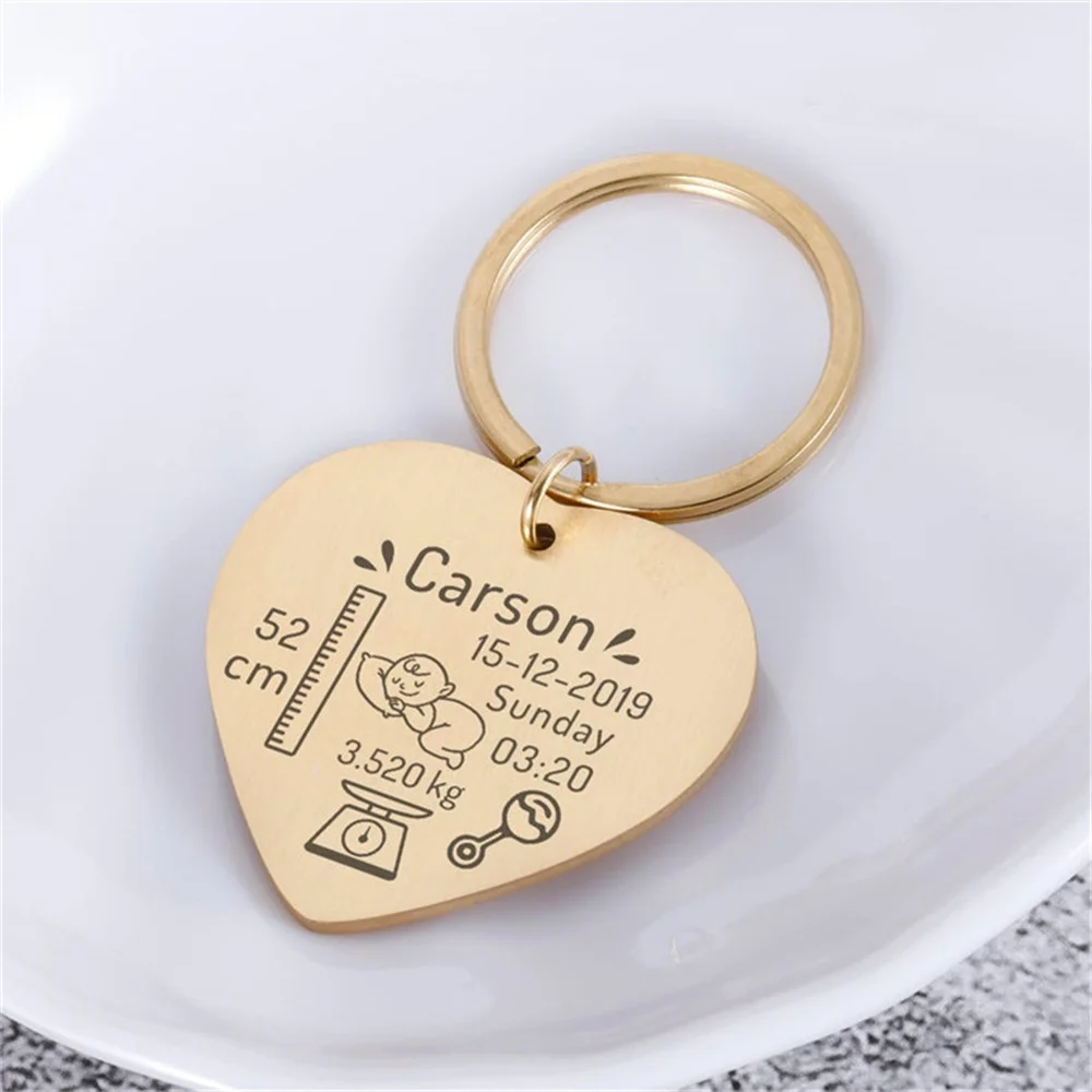 New Baby Keychain New Mom Gift Customized Baby Arrival Gift Personalized Keychain New Dad Customized Baby Name Birth Date Gift