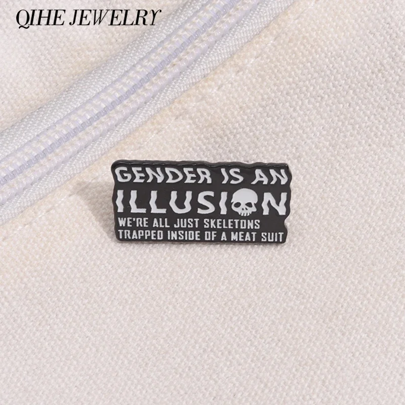 Стать - иллюзия брошь в виде черепа эмалированные булавки индивидуальная стиле