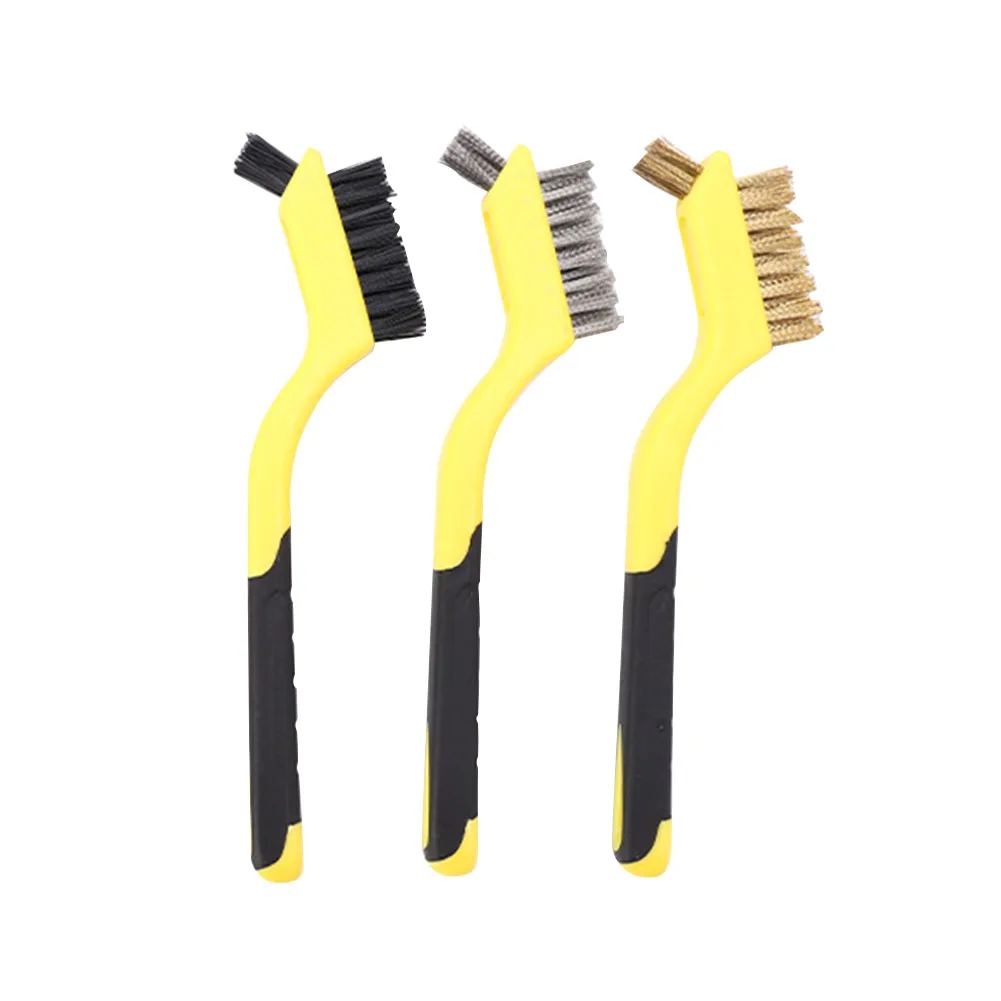 

3pcs/set Cleaning Brush Long Handle Polishing Wire Brush Double-end Car Brush Set Non Slip Handle Household Cleaning Tool