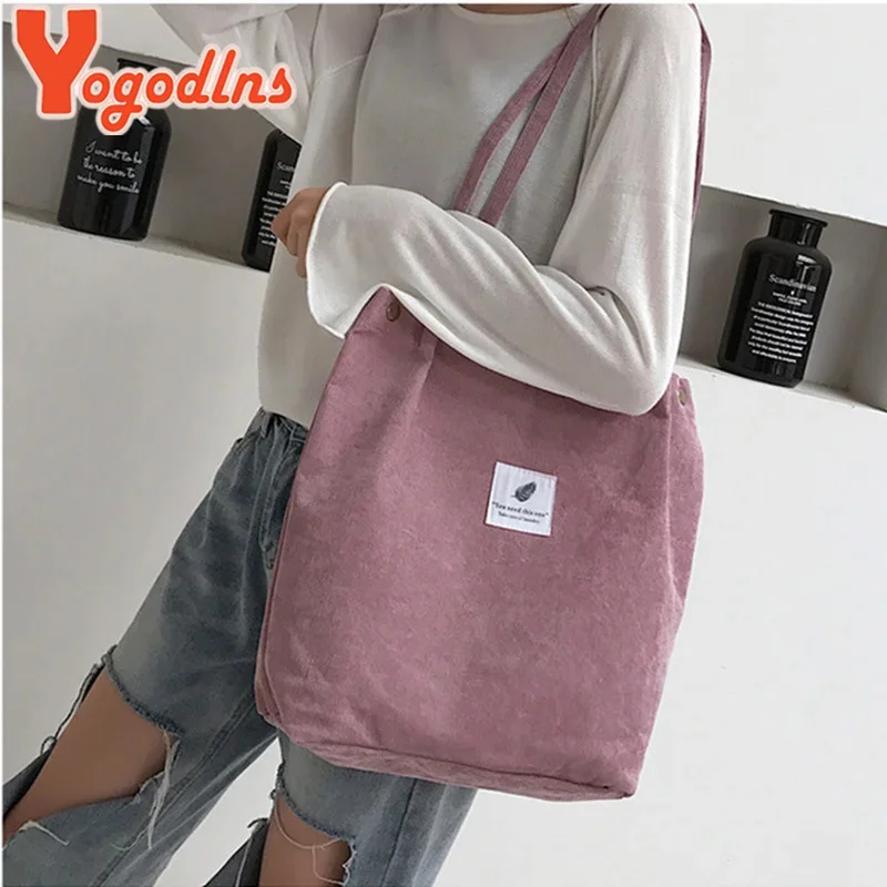 

2023 New Shoulder Bag Female High Capacity Women Corduroy Tote Ladies Casual Lady's Bag Foldable Reusable Shopping bag