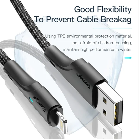 USB-кабель Essager для iPhone 13 12 11 Pro Max XRS Max 8 7 6s Plus, провод для быстрой зарядки для iPhone iPad, зарядное устройство, шнур для зарядки