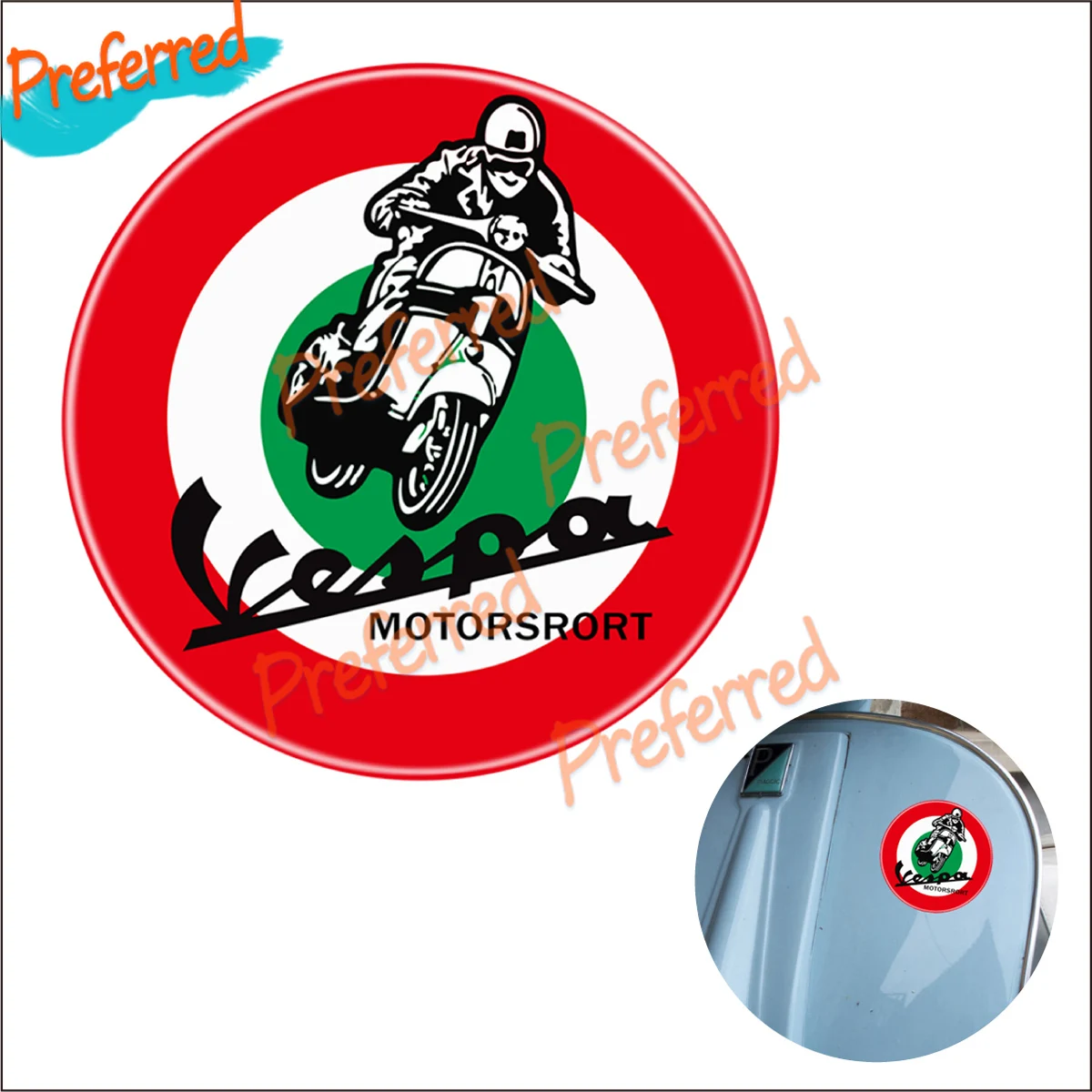 Rubber Piaggio Vespa Gts Sticker Scooter Motor Helmet Car Sticker Decal for Your Home, Car, Coolers,and Laptops Decal Decoration
