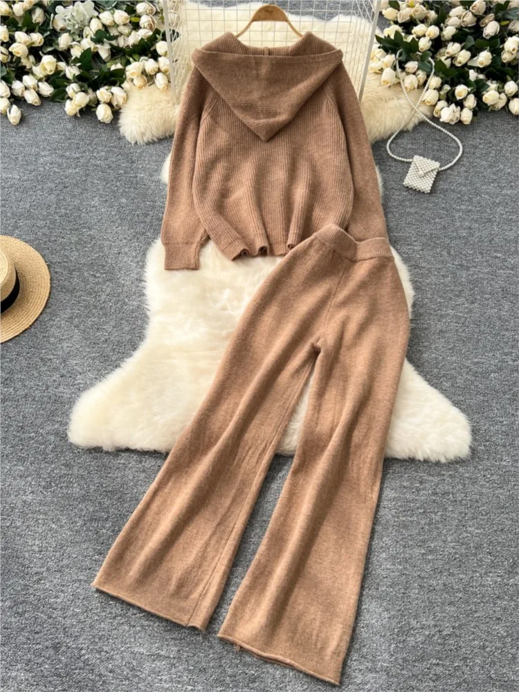 Женский вязаный свитер брючные костюмы зимняя мода корейские блузки топы и