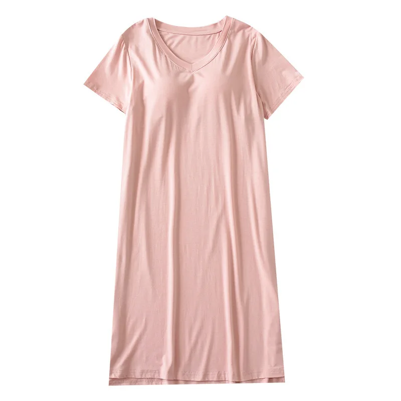 

Эластичная Пижама, женская ночная сорочка, одежда для сна, ночная сорочка из модала с нагрудной подушкой, женское летнее тонкое платье с V-об...