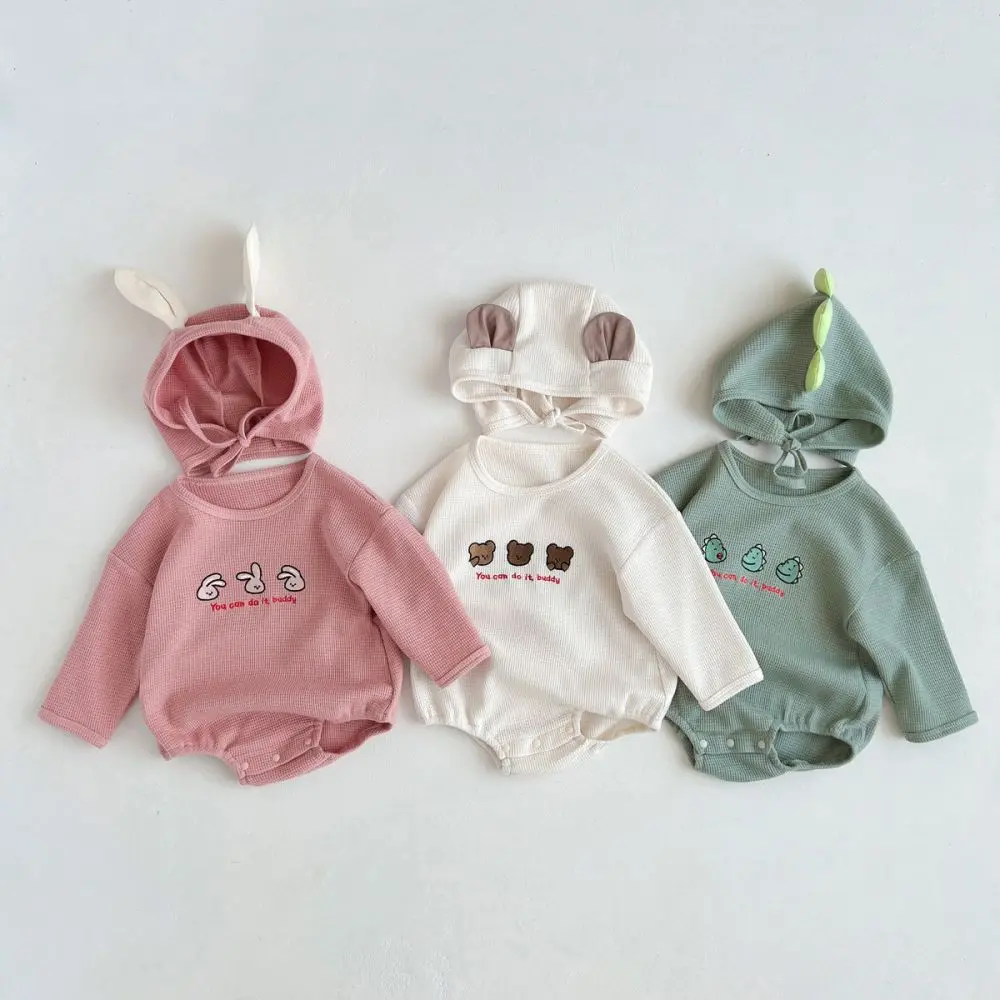 

Newborn Baby Girls Clothes Waffle Boys Rompers Cute Bear Dinosaur Rabbit Embroidery Jumpsuit with Hat Outfits Clothing for 0-24M