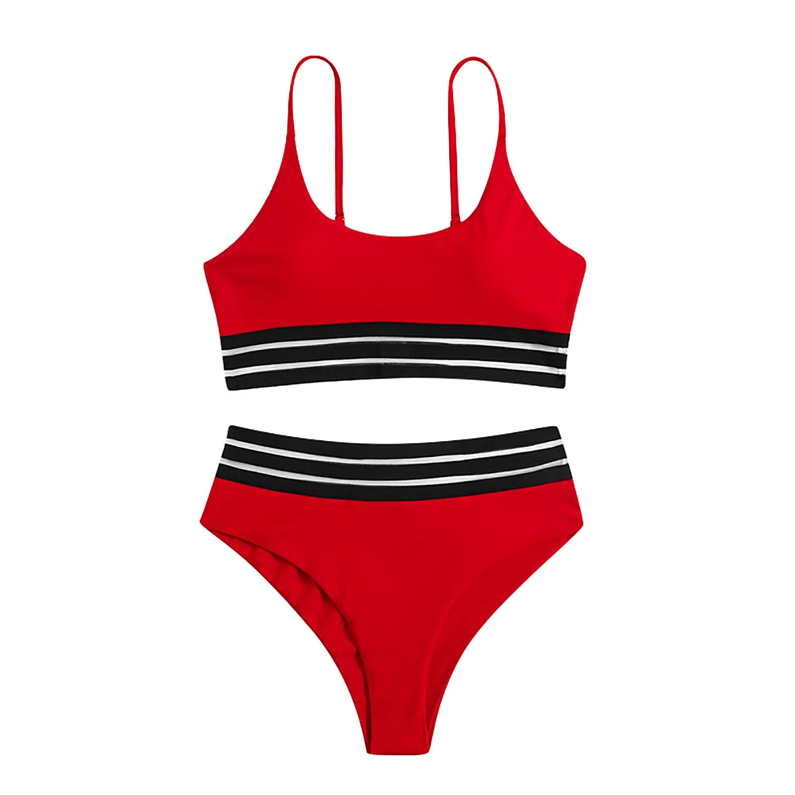 

Summer Women's One-piece With Chest Pad Without Steel Ring Swimsuit Stripes Printed Thin Straps Fresh Bikini Swimsuit ビキニ　レディース