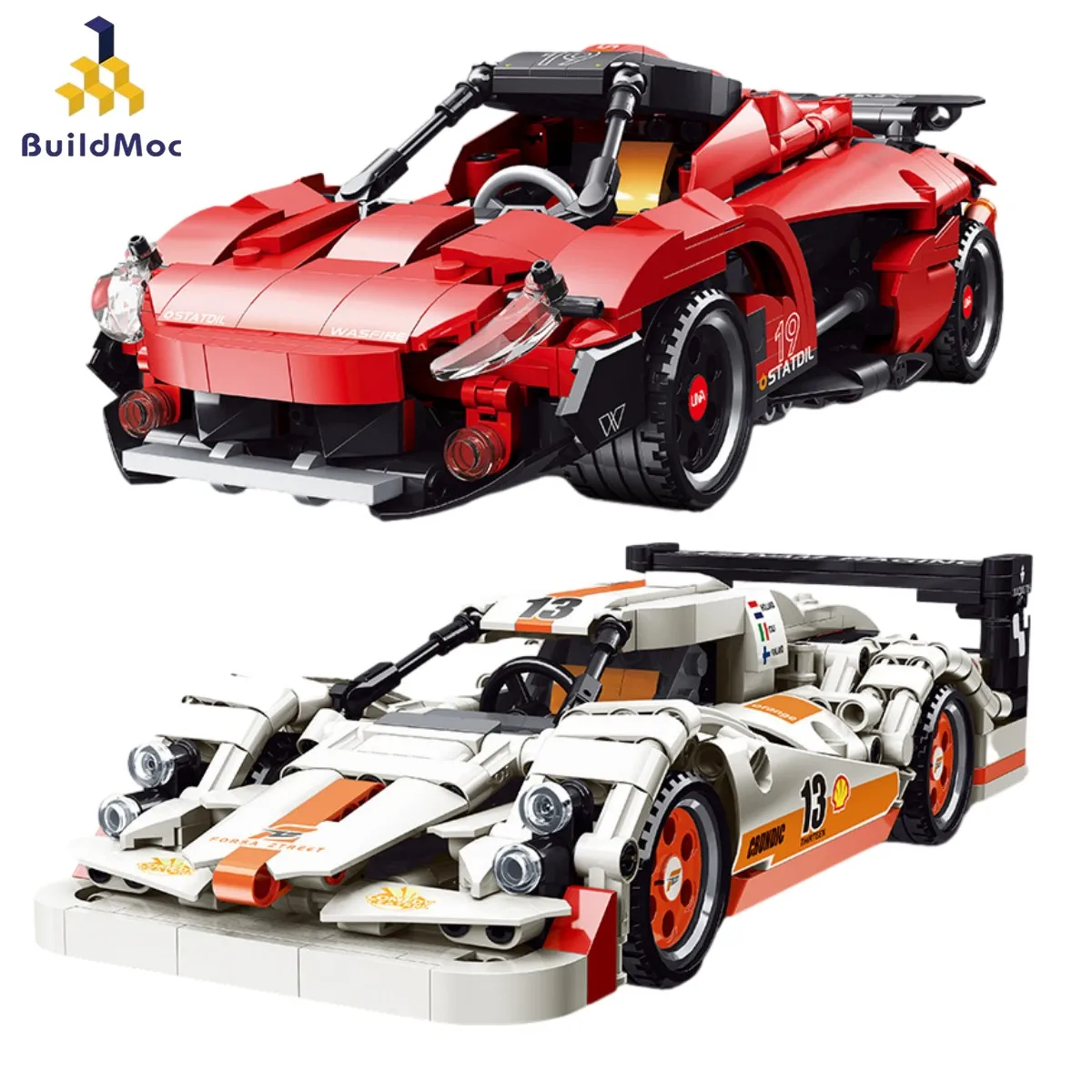

Technical Series Sports Racing Car Bugatti Pors Model Building Blocks Pull Back MOC Bricks Set Toy for Children Boys Gifts