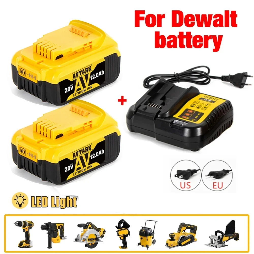 Для аккумулятора Dewalt 20 В 12 0 Ач для DCB200 Батарея MAX литиевая DCB184 DCB206 DCB182 DCB180 DCB181 DCB201