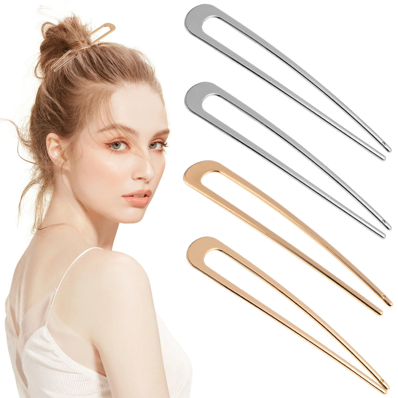 

Вилка для волос Толстая Женская, свадебный головной убор, U-образная палочка для невесты, 4 шт.