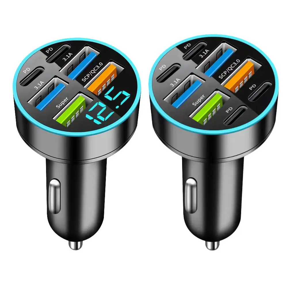 Автомобильное зарядное устройство с 8 портами 100 Вт 4USB A + 4Type C
