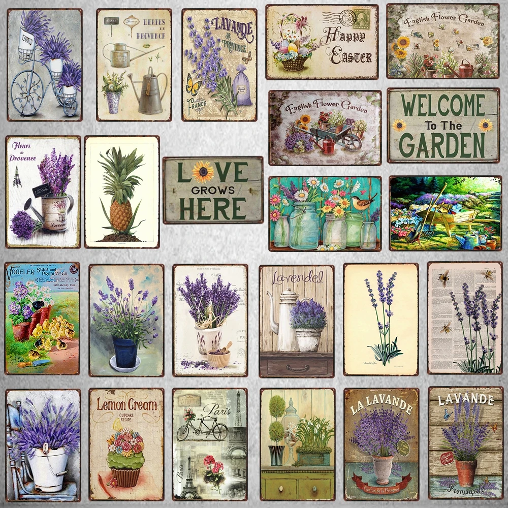 

【YZFQ 】Welcome to the Garden Decorative Signs Plaque Metal Vintage Wall Bar Home Art Retro Farmhouse Decor 30X20CM DU-7761B