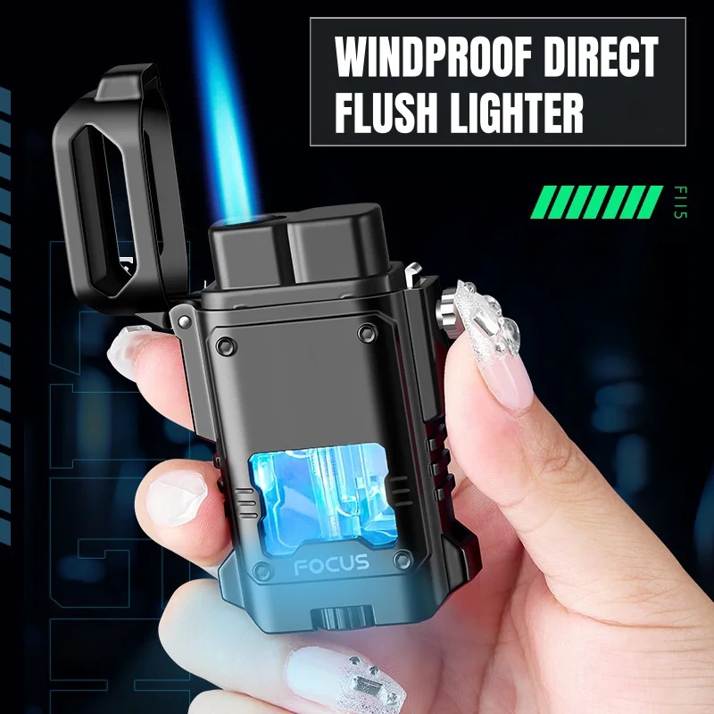 Новая прозрачная газовая зажигалка циклическая надувная ветрозащитная прямая