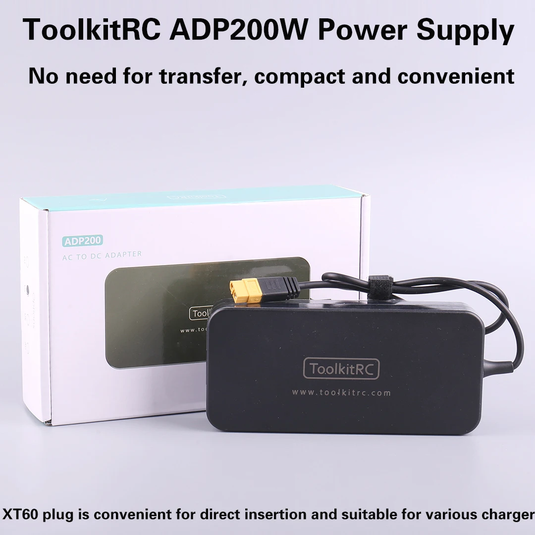 Фото Сетевой адаптер ToolkitRC ADP200 200 Вт с разъемом XT60, 19.5В 10.3А, блок питания для зарядных устройств LiPo, балансировочных устройств, RC FPV моделей №2