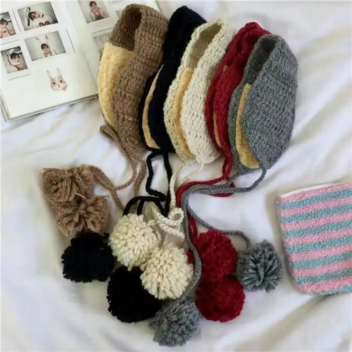 Милые модные трикотажные наушники с мягким ремешком для сестры осени и зимы