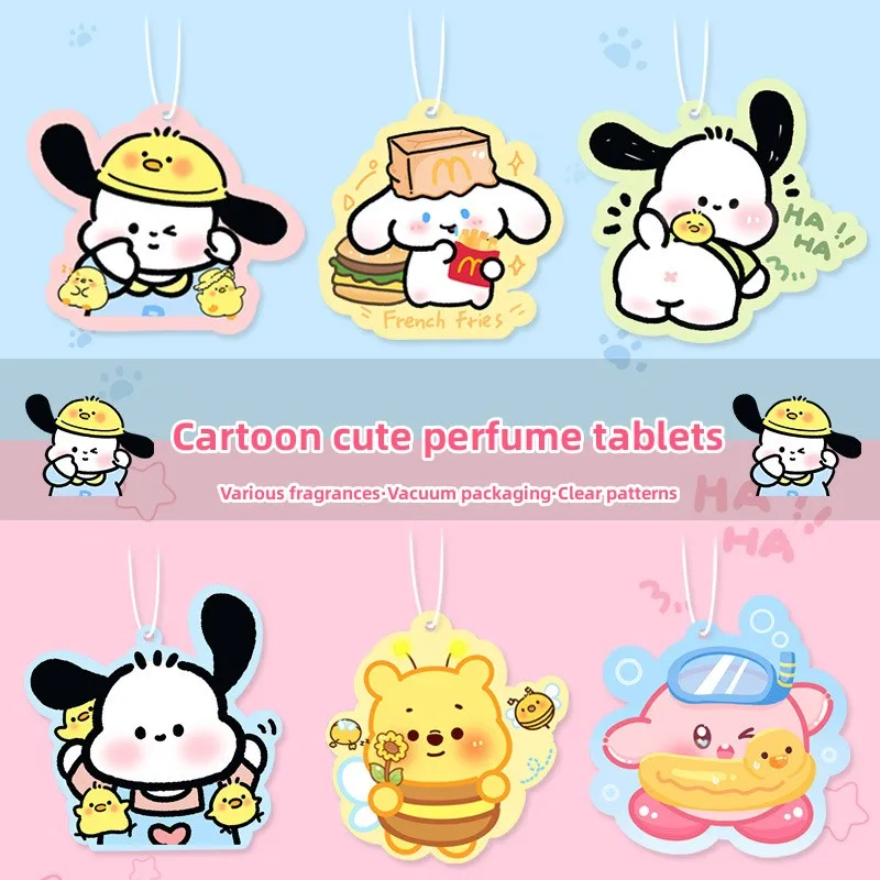 

Kawaii Sanriod Cinnamoroll почтовый автомобильный подвесной планшет для ароматерапии, долговечный автомобильный подвеска для гардероба для удаления запахов