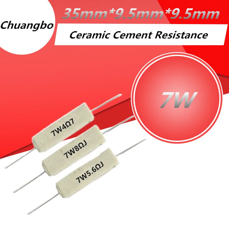 

10/pcs 7W ceramic cement resistance 0.1R 0.22 0.33 0.47 1 2.2 2.7 3 3.9R 5.1 5.6 6.8 8 10 20 30 47 56 68 100 120 300 470ohms