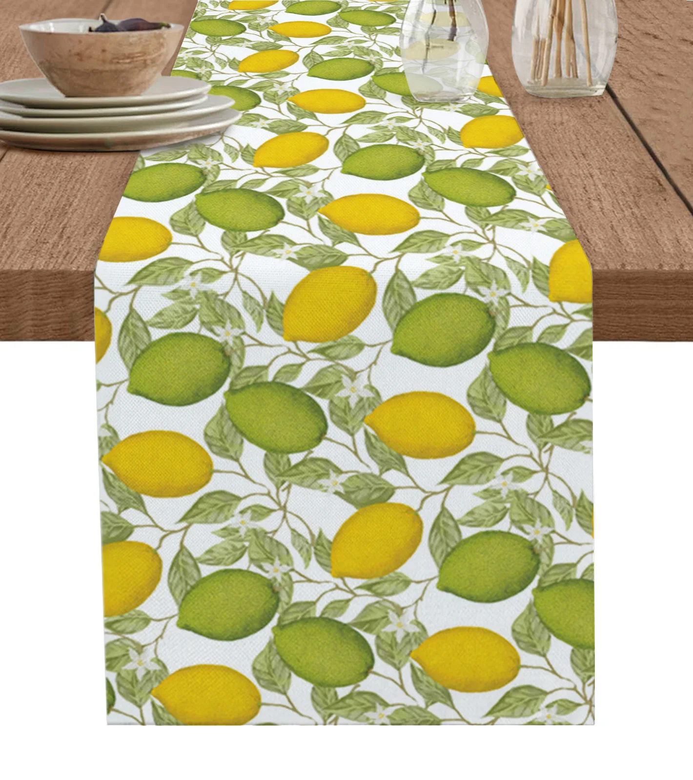 

Fruit Lemon Flower Table Runner Luxury Wedding Decor Table Runner Home Dining Holiday Decor Tablecloth