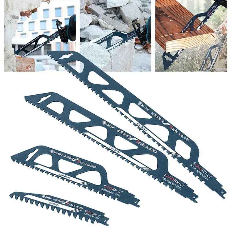 

Saker Reciprocating Saw Blade Hard Alloy Saber Saw Jig Saw Blade Jigsaw Blades Tools For Cutting Wood Porous Concrete Brick 4pcs