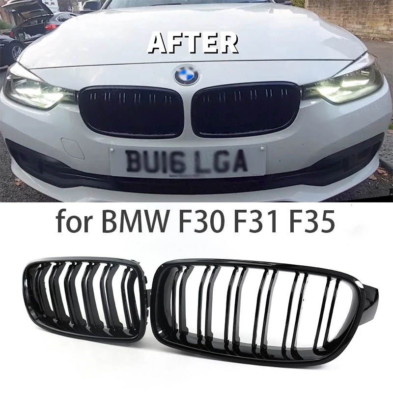 

Black Front Bumper Dual Slat Front Kidney Grill Grille for BMW 3 series F30 F31 F35 2011-2019 High Quality Car Accessories