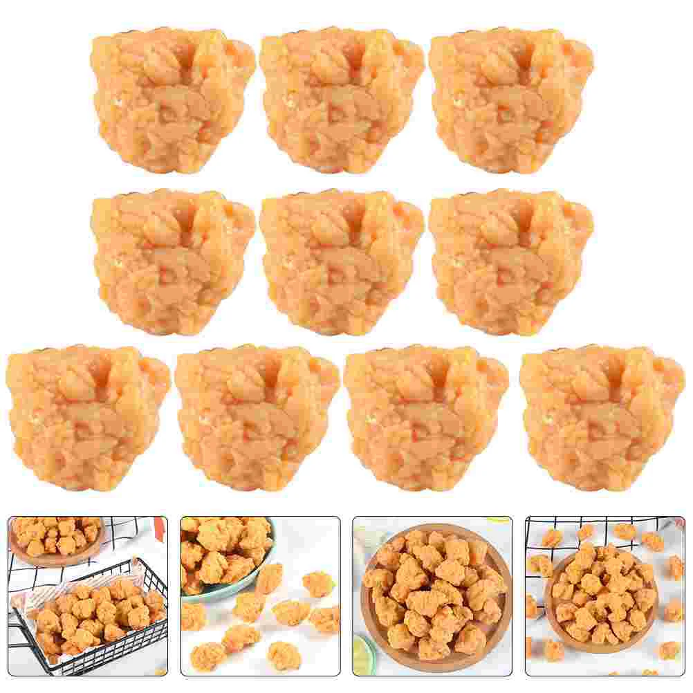 

10 Pcs Restaurant Foods Photo Props Simulation Popcorn Chicken Artificial Nuggets Tabletop Decor Desktop Realistic Roasted Props