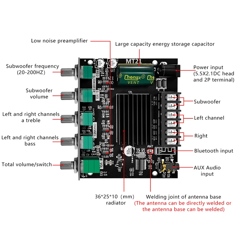 Плата усилителя сабвуфера CS8673E 2.1