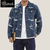 mbbcar 14oz retro helo type3 red line denim jacket for men casual trend blue one washed cat whisker ripped denim jacket 3045