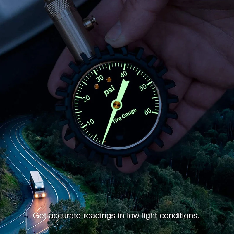 Измеритель давления в шинах- (0-60 фунтов на кв. дюйм) сверхпрочный точный с