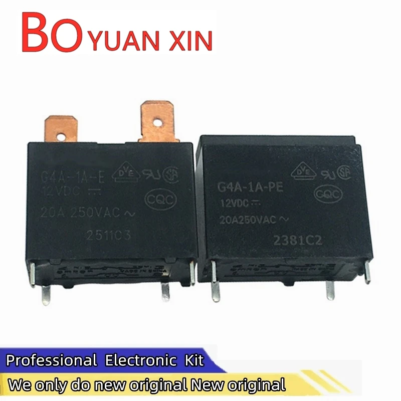 Фото BYX 5 шт. Новые оригинальные реле для бытовой техники G4A-1A-PE E-CN-5V 12V 24VDC DC5V 12V 24V 4pin20A, маломощное реле скорости ветра №1