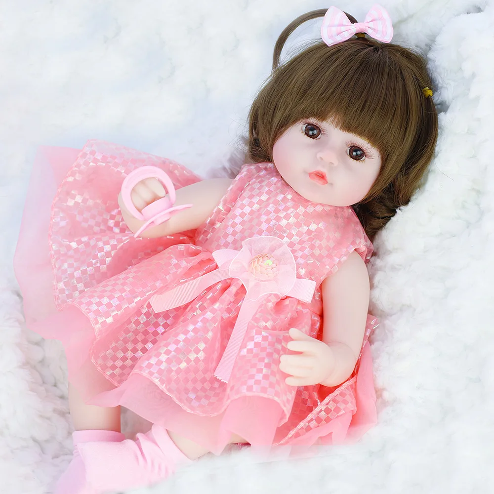 

Dropshipping 42cm reborn doll simulation toys baby vinyl soft glue girl play house children's toys curly hair dolls for girls