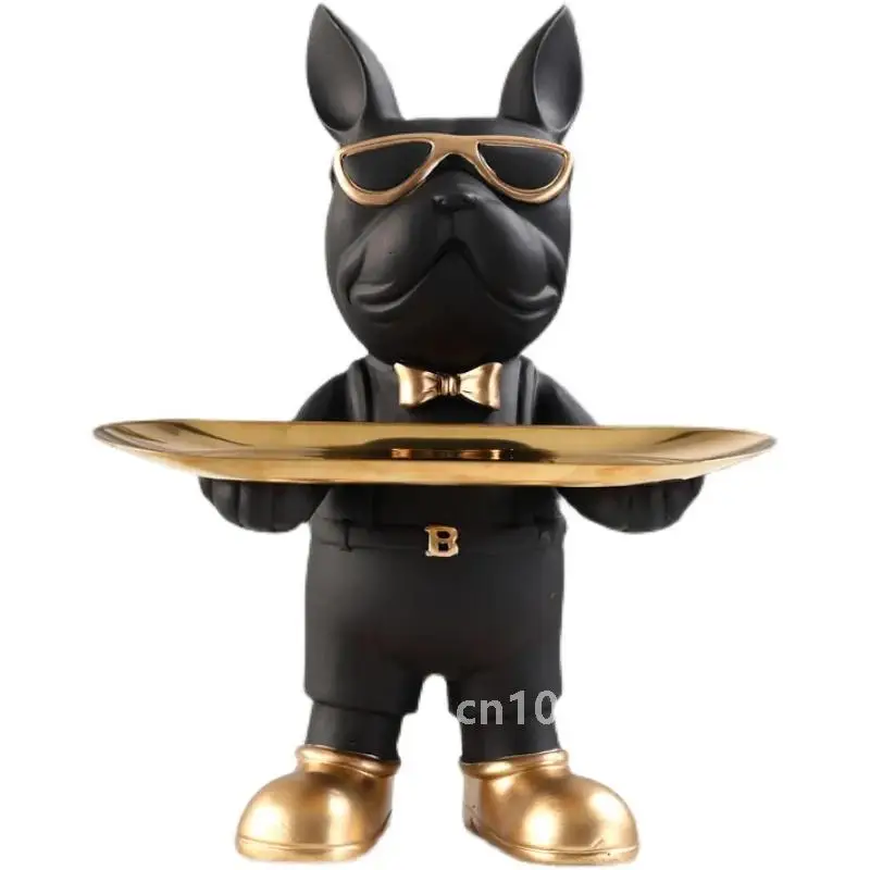 Фигурки животных бульдога аксессуары для украшения дома стола поднос хранения