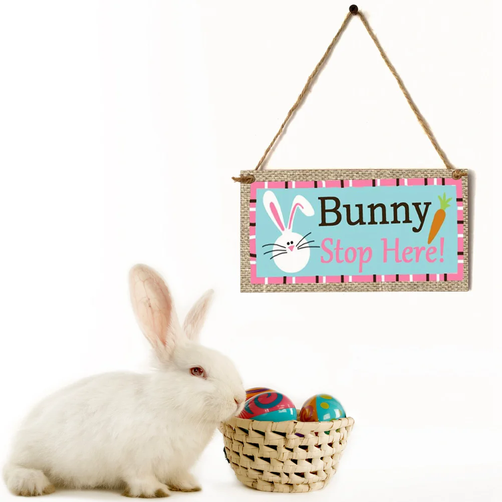 

Hanging Easter Sign Plaque Wall Board Decor Door Rabbit Wooden Spring Welcome Beautiful Bunny