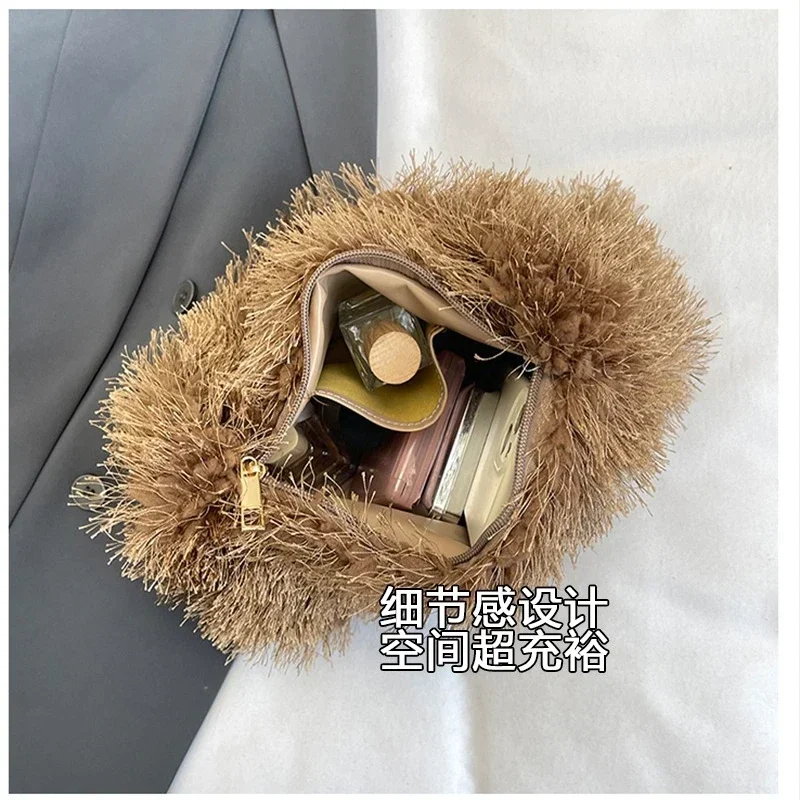 Бархатная молния 2024 зимняя хит продаж женская сумка на плечо однотонная модная