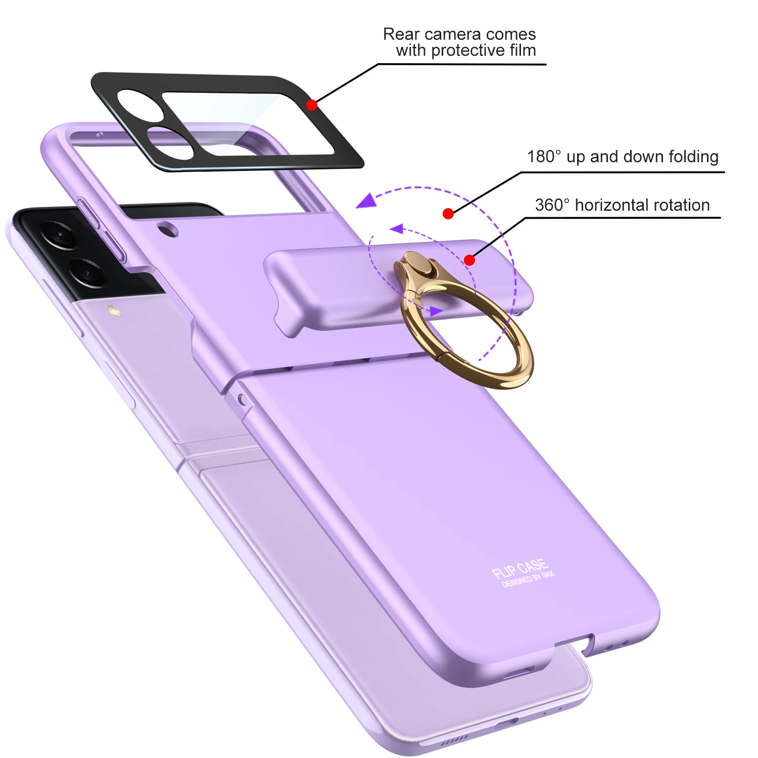 Samsung Galaxy Z Flip 4 3 Case Magnetic Hinge Full Protection Cover Folding Ring Stand Hard Plastic Shell For Galaxy Z Flip4 5G