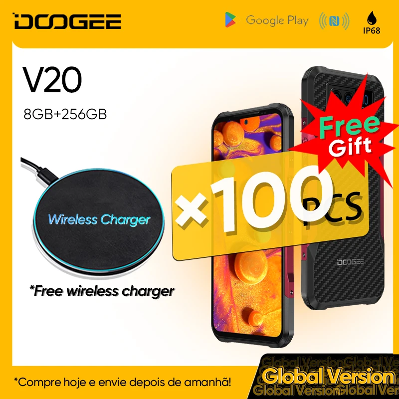 Смартфон DOOGEE V20 6 43 дюйма 8 + 256 ГБ 64 мп 6000 мАч