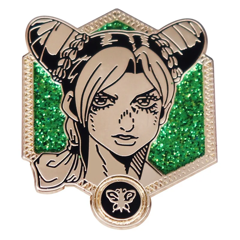 Golden JOJO Josuke Giorno Stone Ocean Enamel Pin Brooch Metal Badges Lapel Pins Brooches for Backpacks Jewelry Accessories images - 4